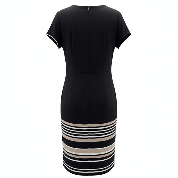 Calvin Klein Striped Hem A-Line Dress Women's size 8 Black - Picture 2 of 5